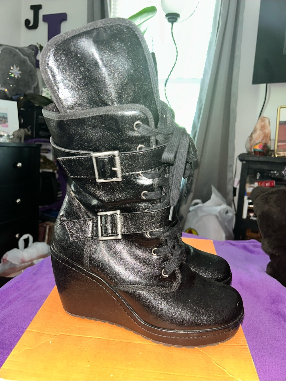 Rocket Dog Black Lace-Up Ankle Boots with Strap Detail